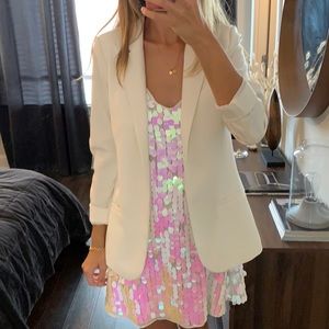 White blazer with shoulder pads
